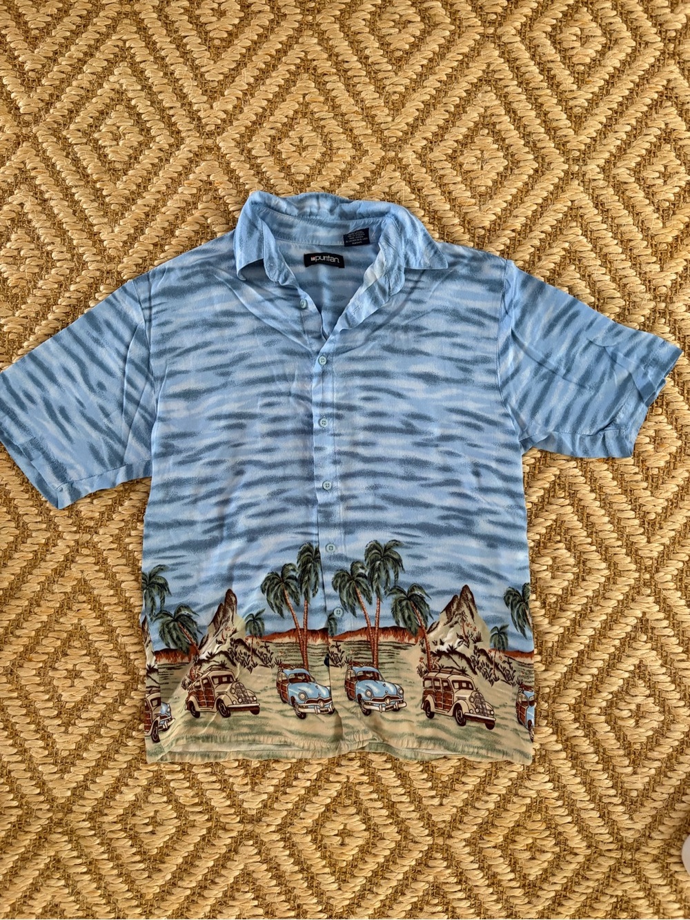 Puritan Light Blue Tropical Button-Down Shirt